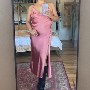 Zara Pink Satin Midi Dress